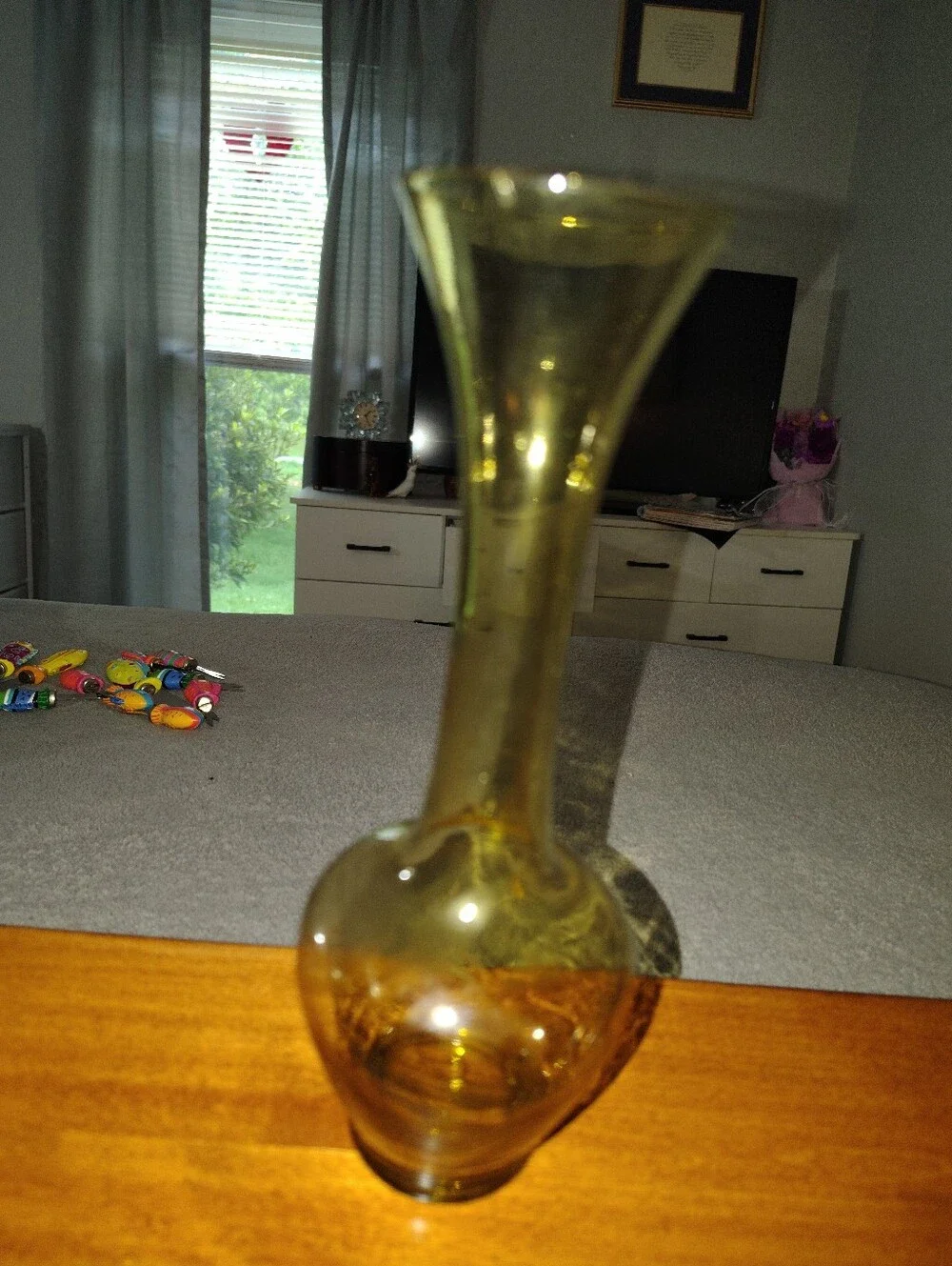 Vintage Bohemian Venetian Amber Glass Bud Vase